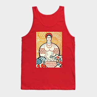 cccp sssr rusian art lady on the market with fruit basket Tank Top